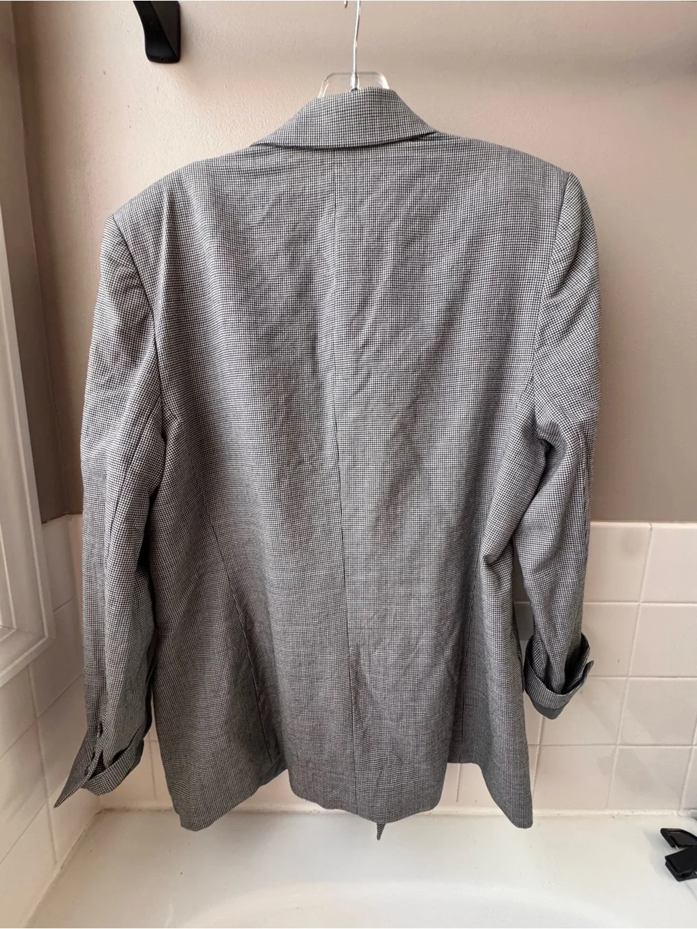 100% Pure New Wool Gray Double-Breasted Blazer